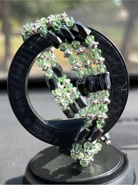 Handcrafted Green and Black Beaded Magnetic Bracelet